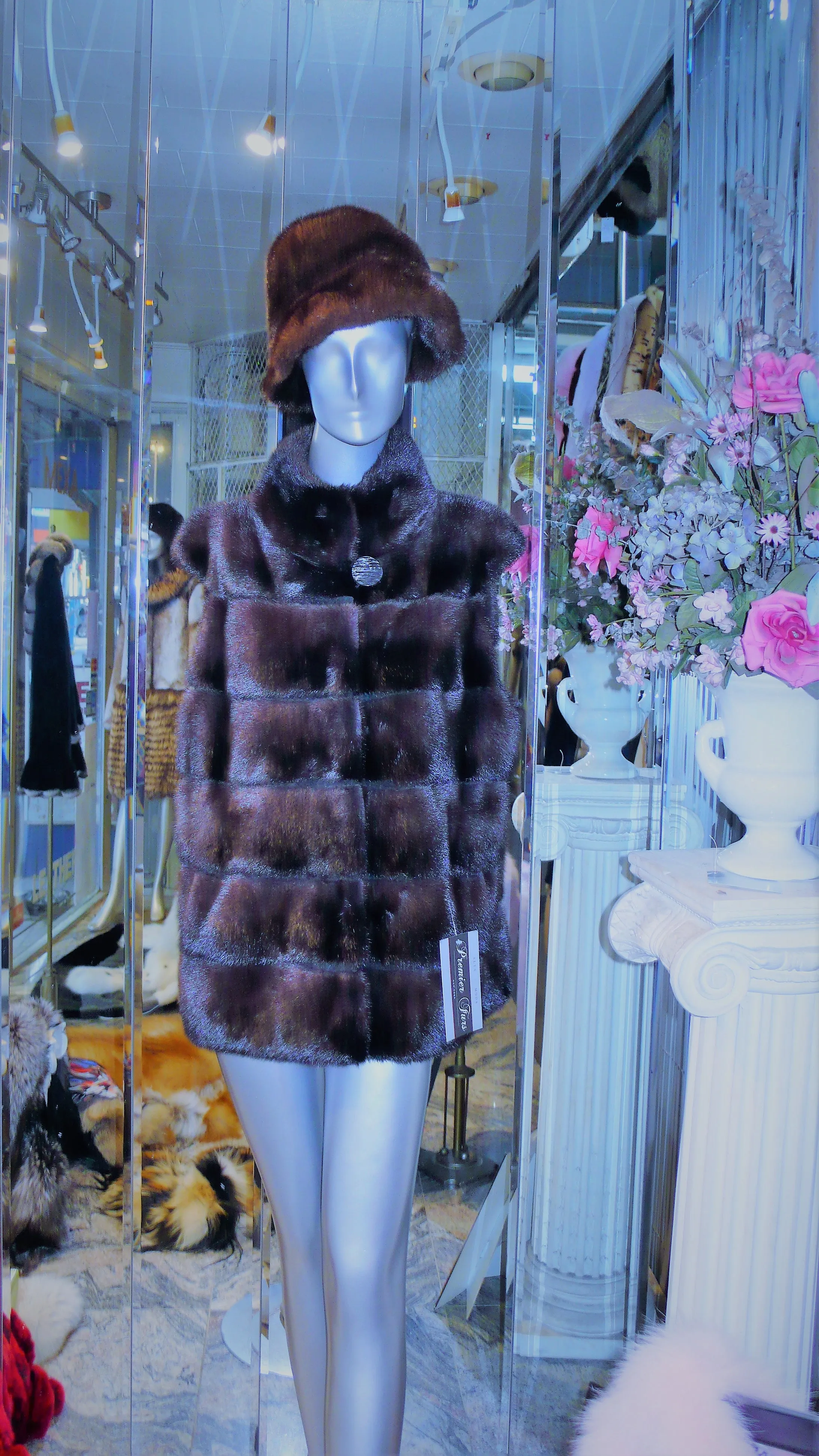 Mink Vest Fur Vest with Capped Shoulder Line Two Tone Dark Graphite Lavender Made in USA