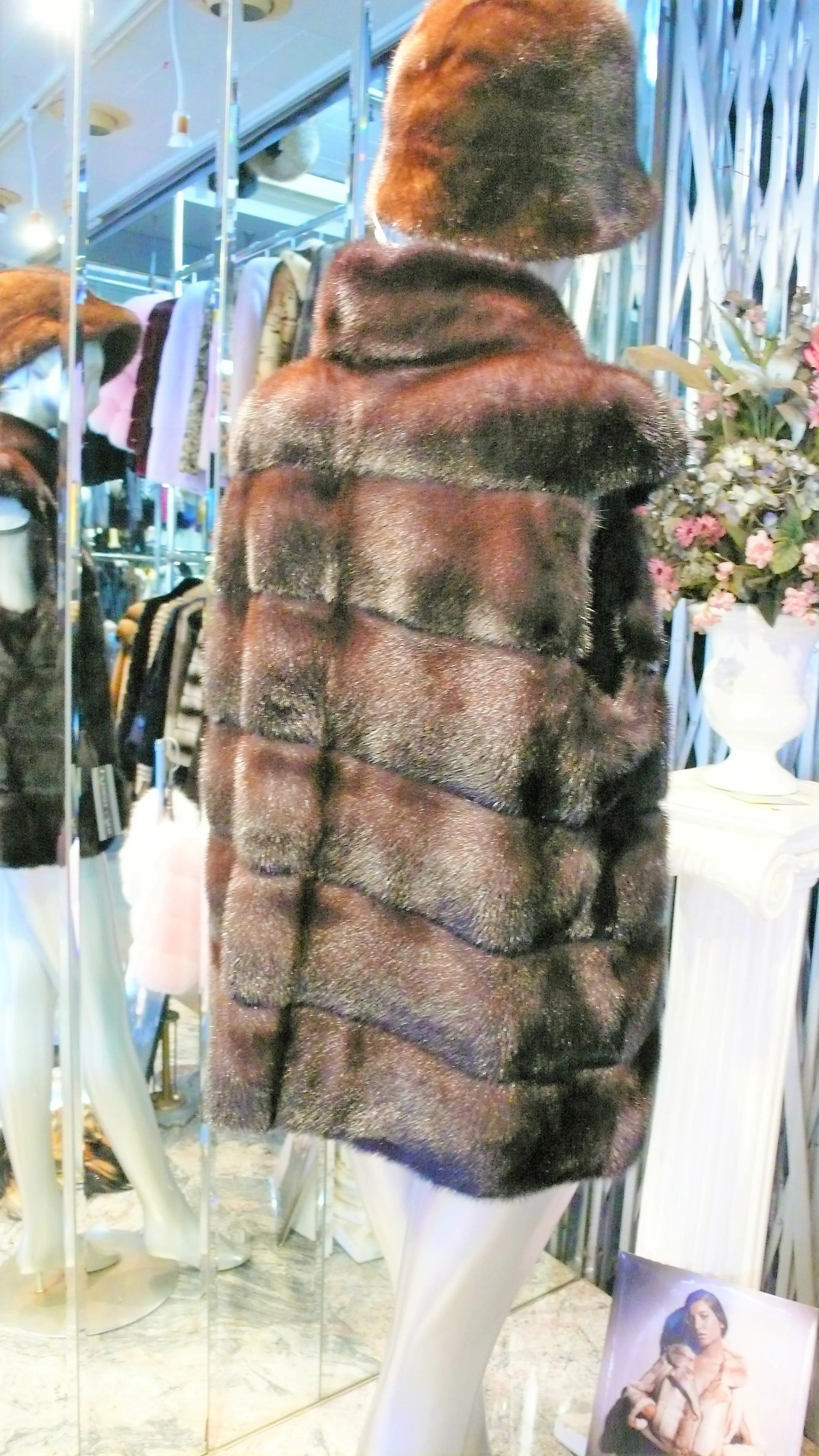 Mink Vest Fur Vest with Capped Shoulder Line Two Tone Dark Graphite Lavender Made in USA