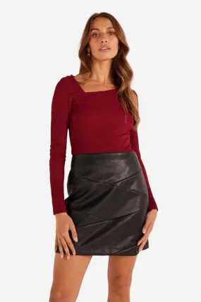 Minkpink Leena Pu Mini Skirt in Black