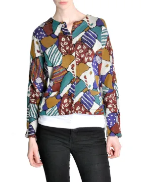 Missoni Vintage 'Patchwork' Print Knit Cardigan Sweater