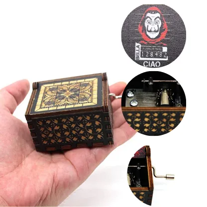 Money Heist Wooden Handcrafted Music Box (Black) - Unmask the Symphony of Intrigue 🏴‍☠️🎶 128482