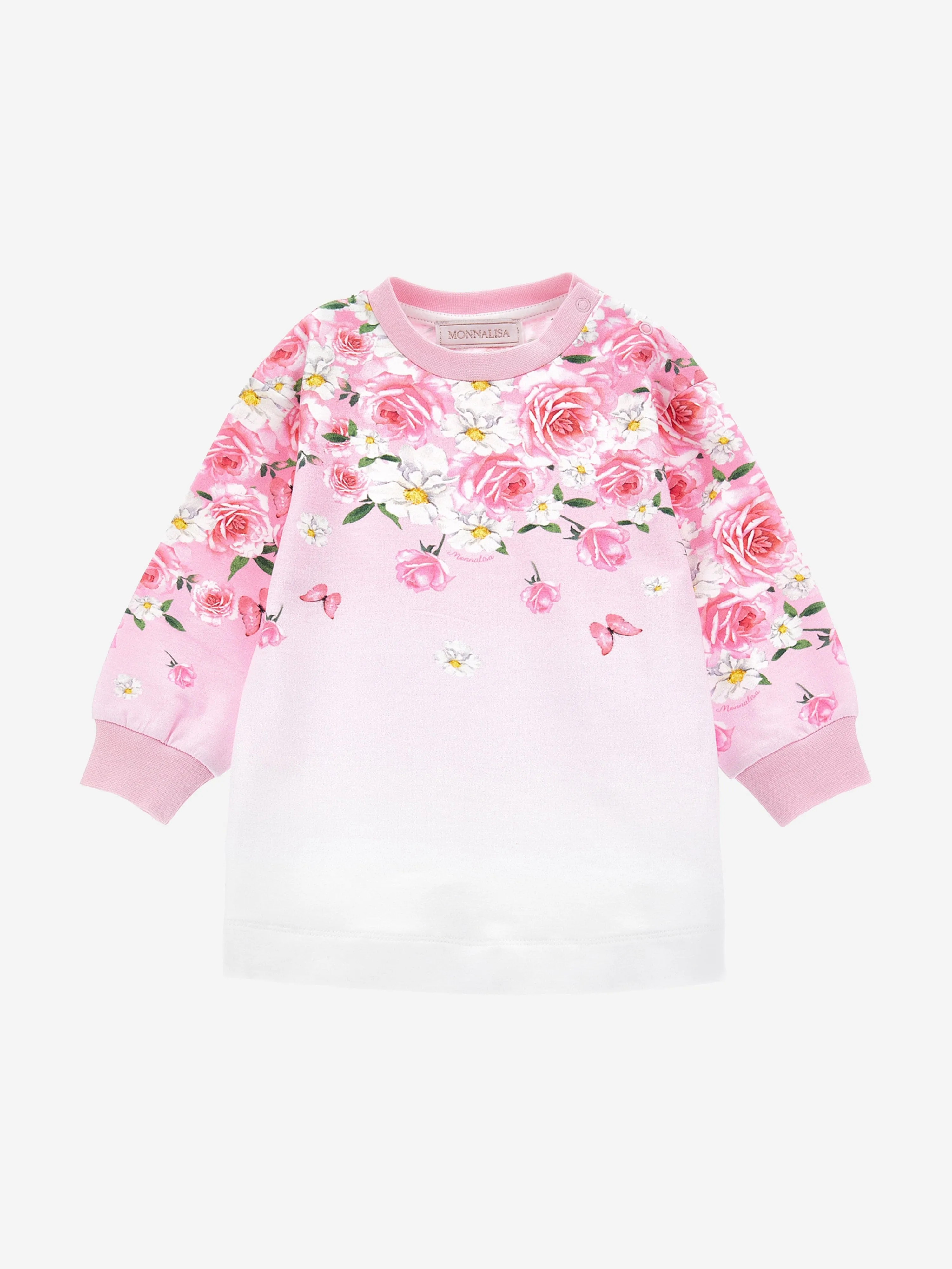 Monnalisa Baby Girls Floral Sweater Dress in Pink