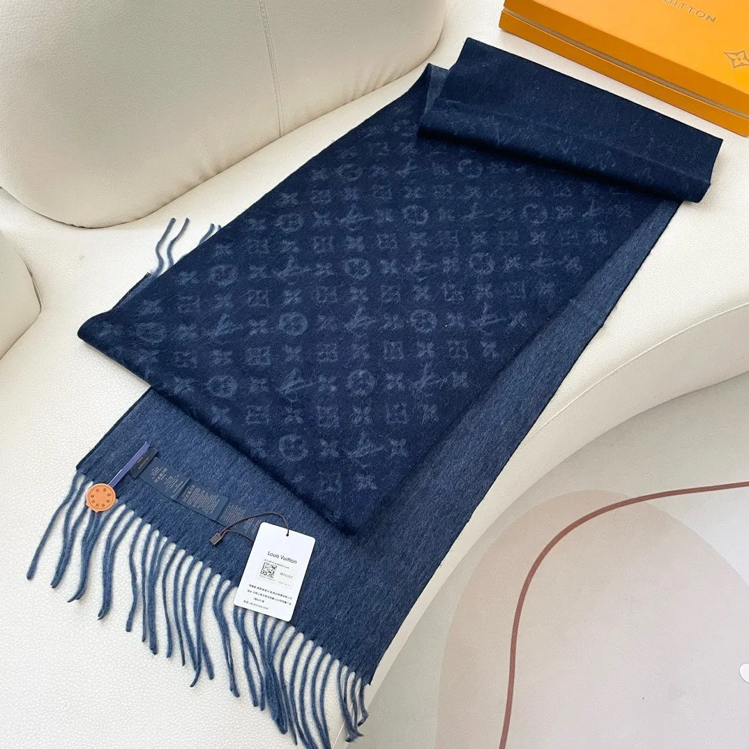 MONOGRAM GRADIENT 180 CM SCARF MIDNIGHT BLUE CASHMERE 392956