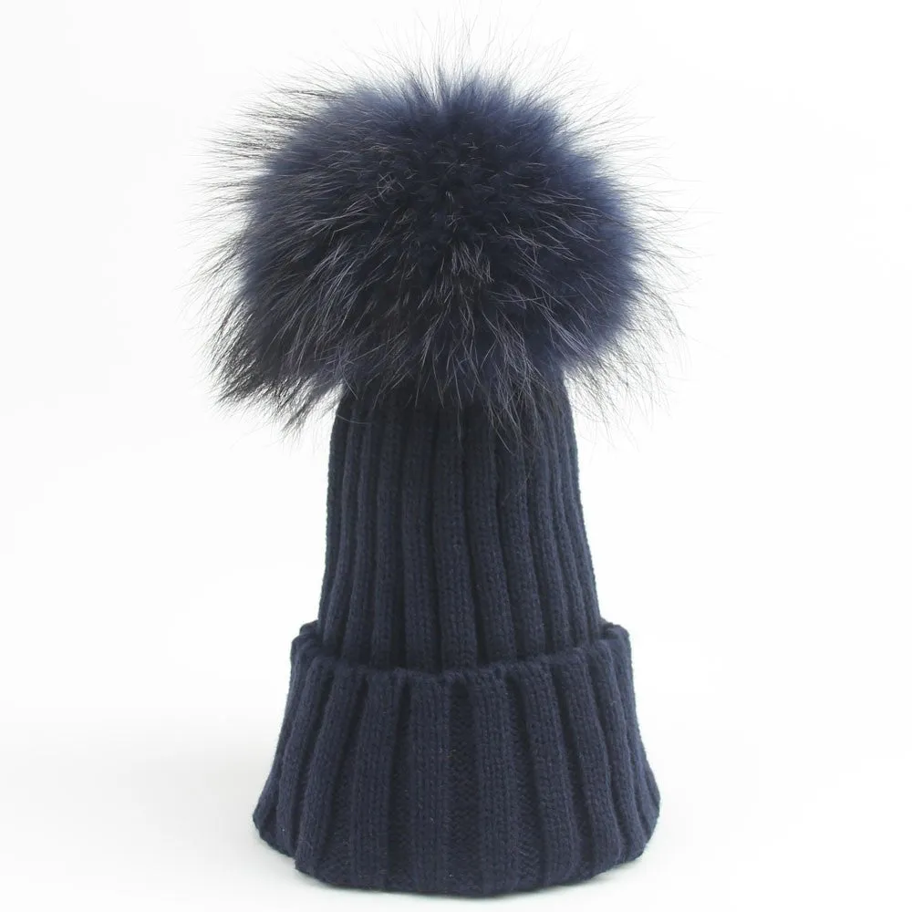 Navy Fur Pomkin Hat