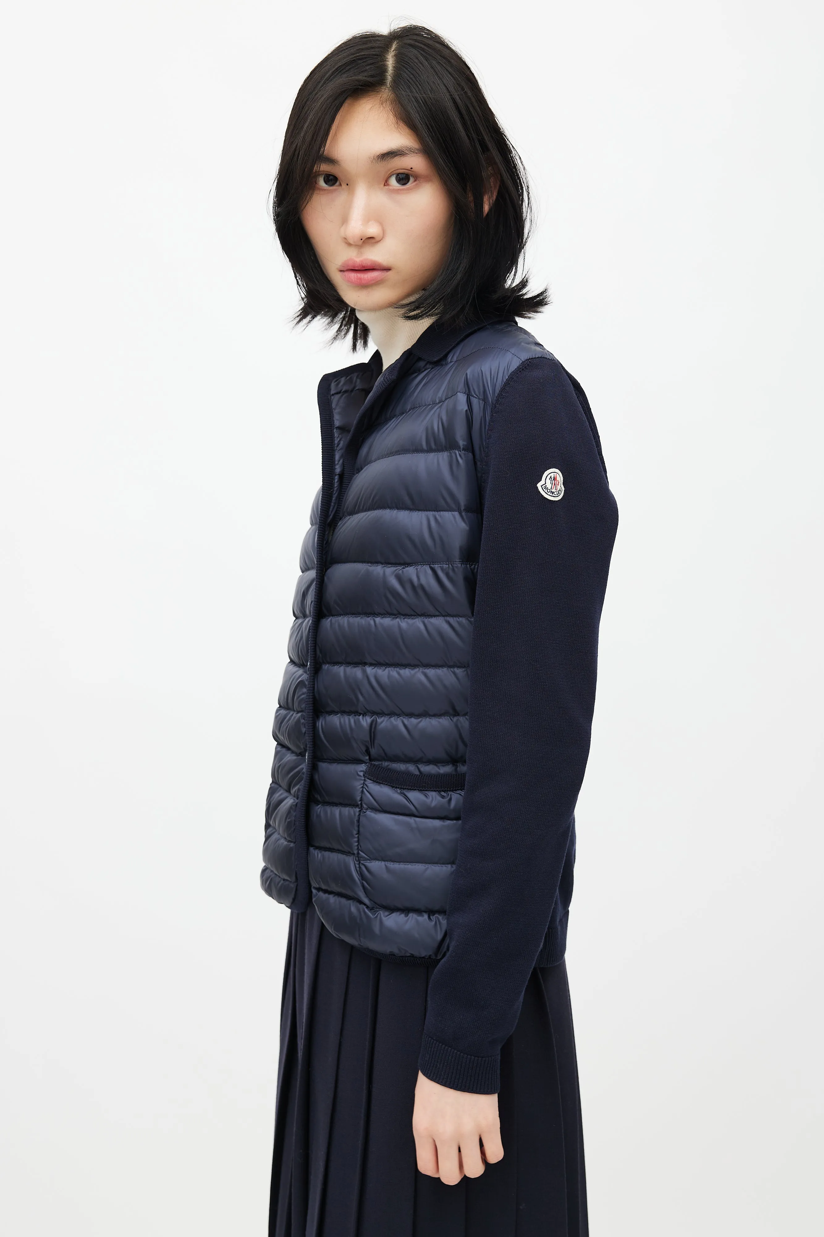 Navy Knit & Puffer Lightweight Jacket