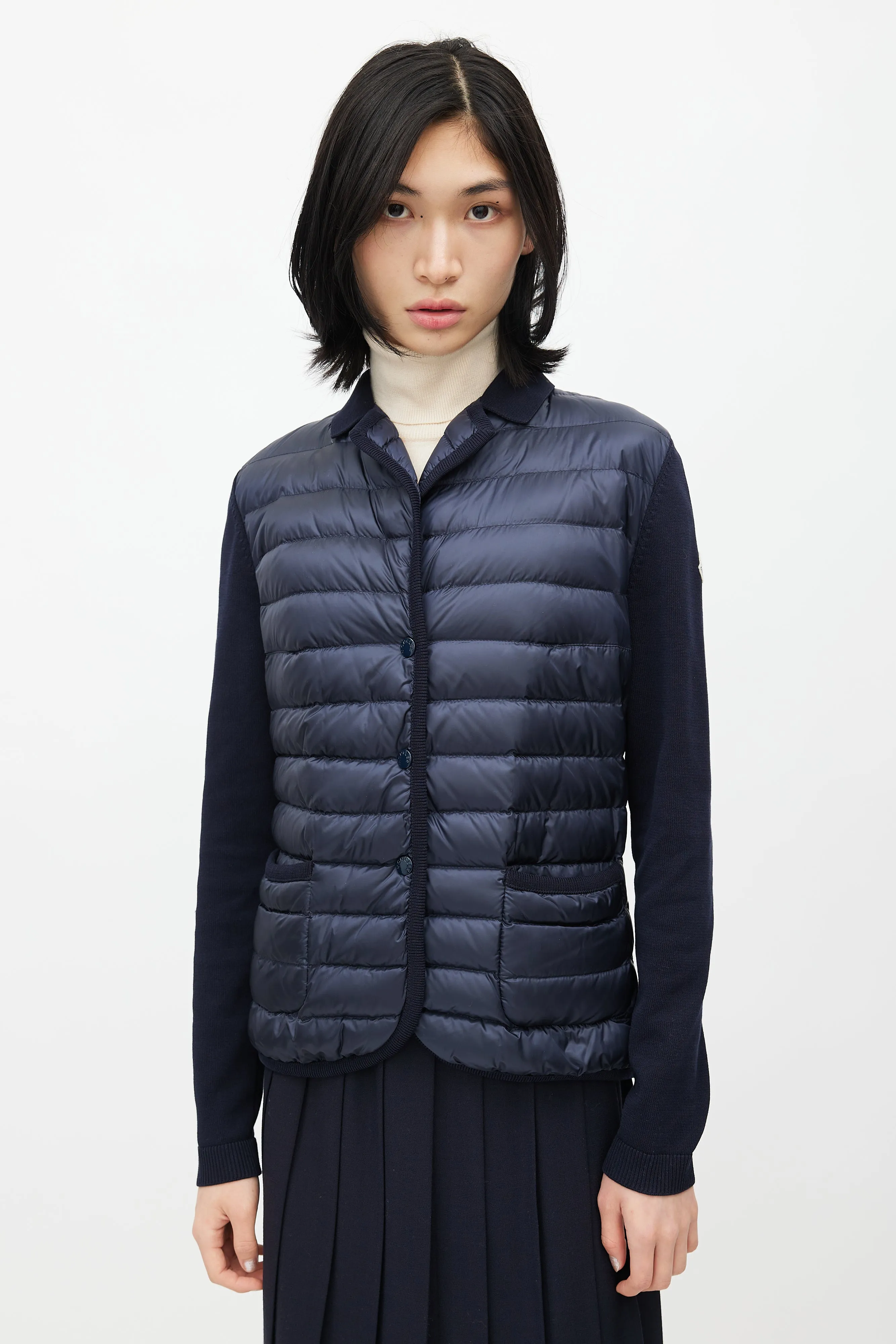 Navy Knit & Puffer Lightweight Jacket