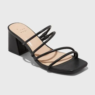 New - A New Day Women's Chunky Block Heel Slip On Mule Sandals