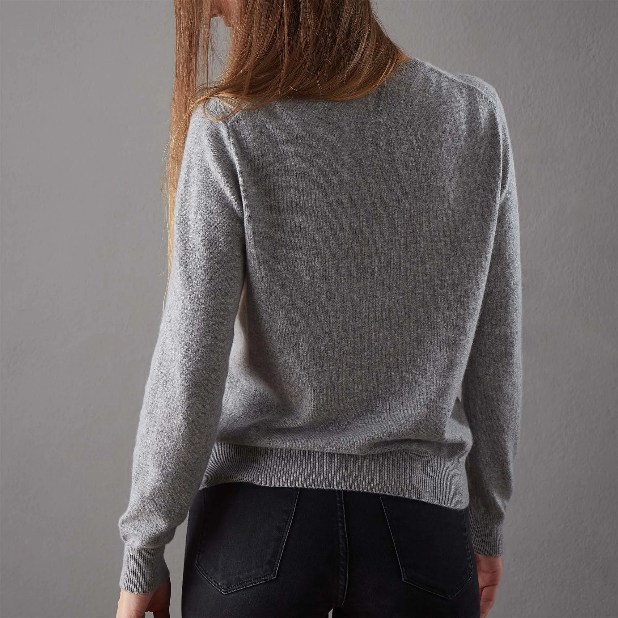 Nora Cashmere Cardigan [Light grey]