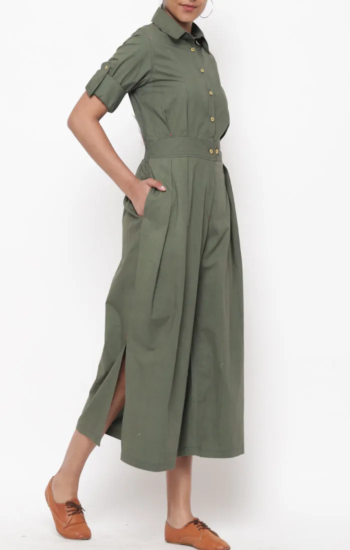 Olive Green Organic Cotton Jumpsuit