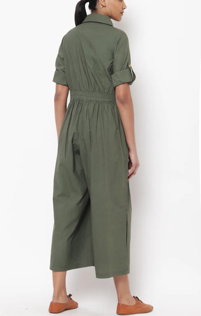 Olive Green Organic Cotton Jumpsuit