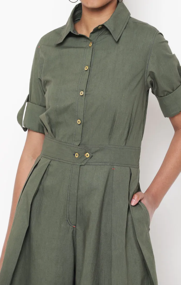 Olive Green Organic Cotton Jumpsuit