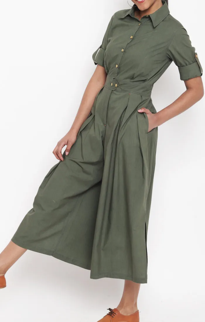 Olive Green Organic Cotton Jumpsuit