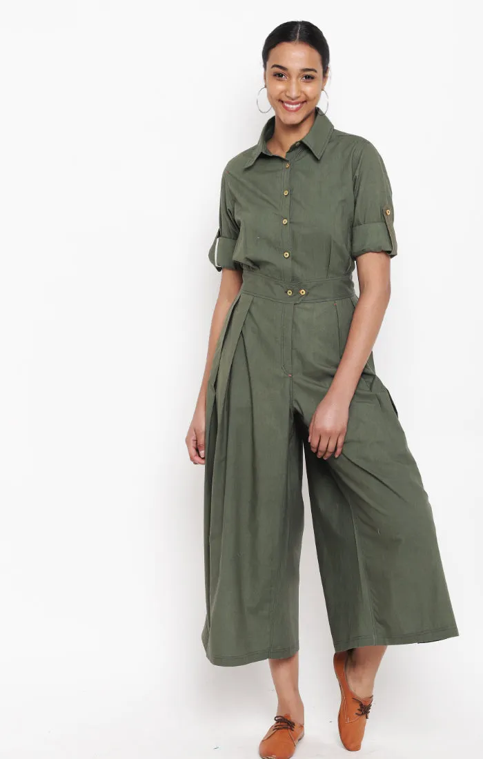 Olive Green Organic Cotton Jumpsuit