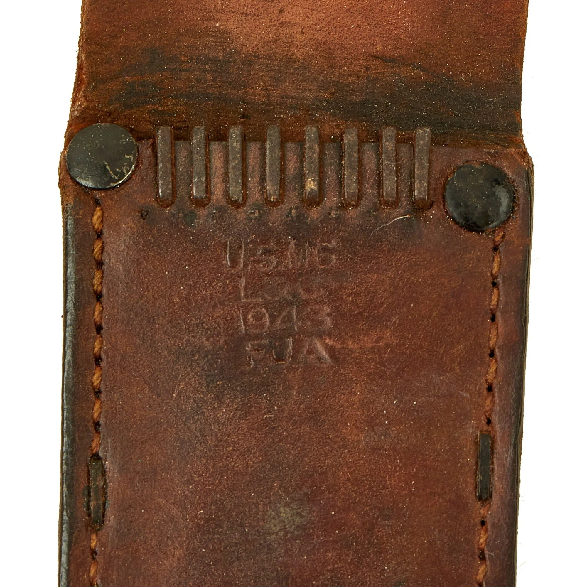 Original U.S. WWII 1943 Dated M6 Leather Scabbard by Lyon & Coulson for the M3 Fighting Knife - Scabbard Only