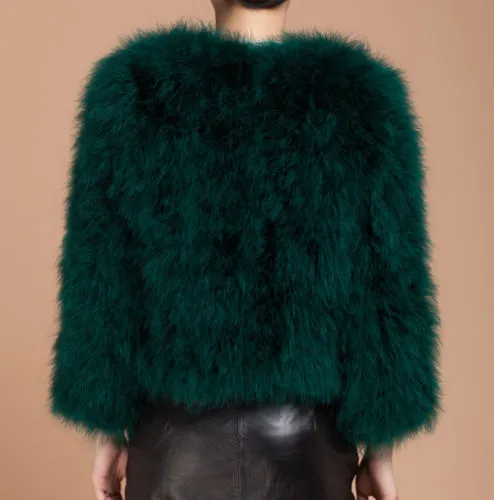 Ostrich Feather Jacket - Emerald Green