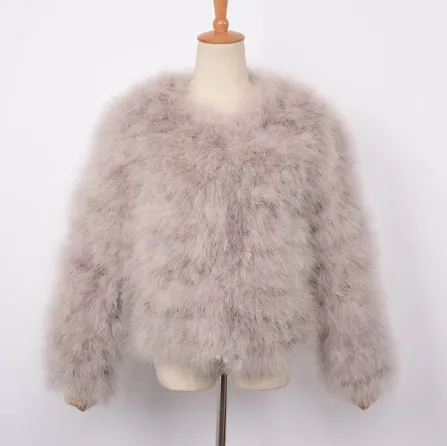 Ostrich Feather Jacket - Sand Grey