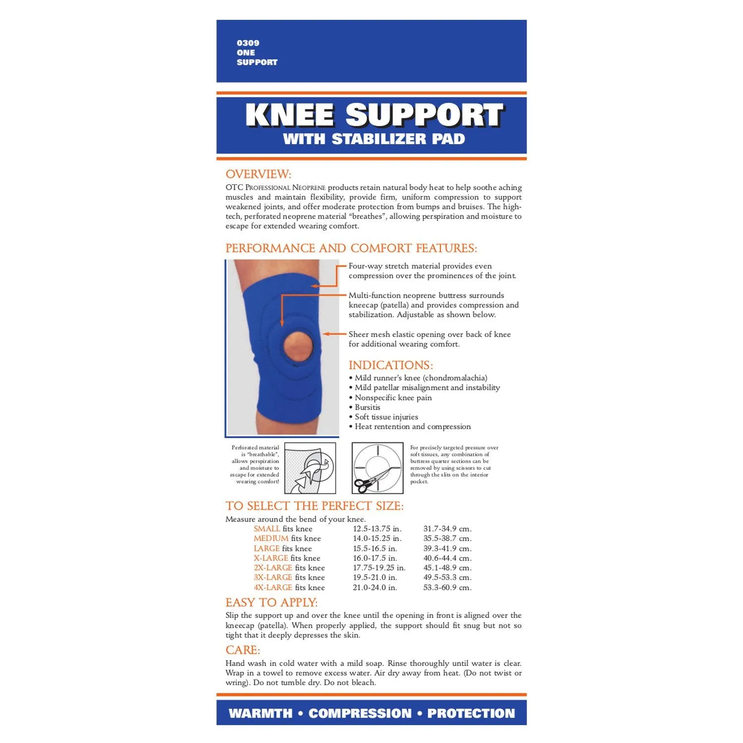 OTC KNEE SUPP NEOP W/ PAD - 0309