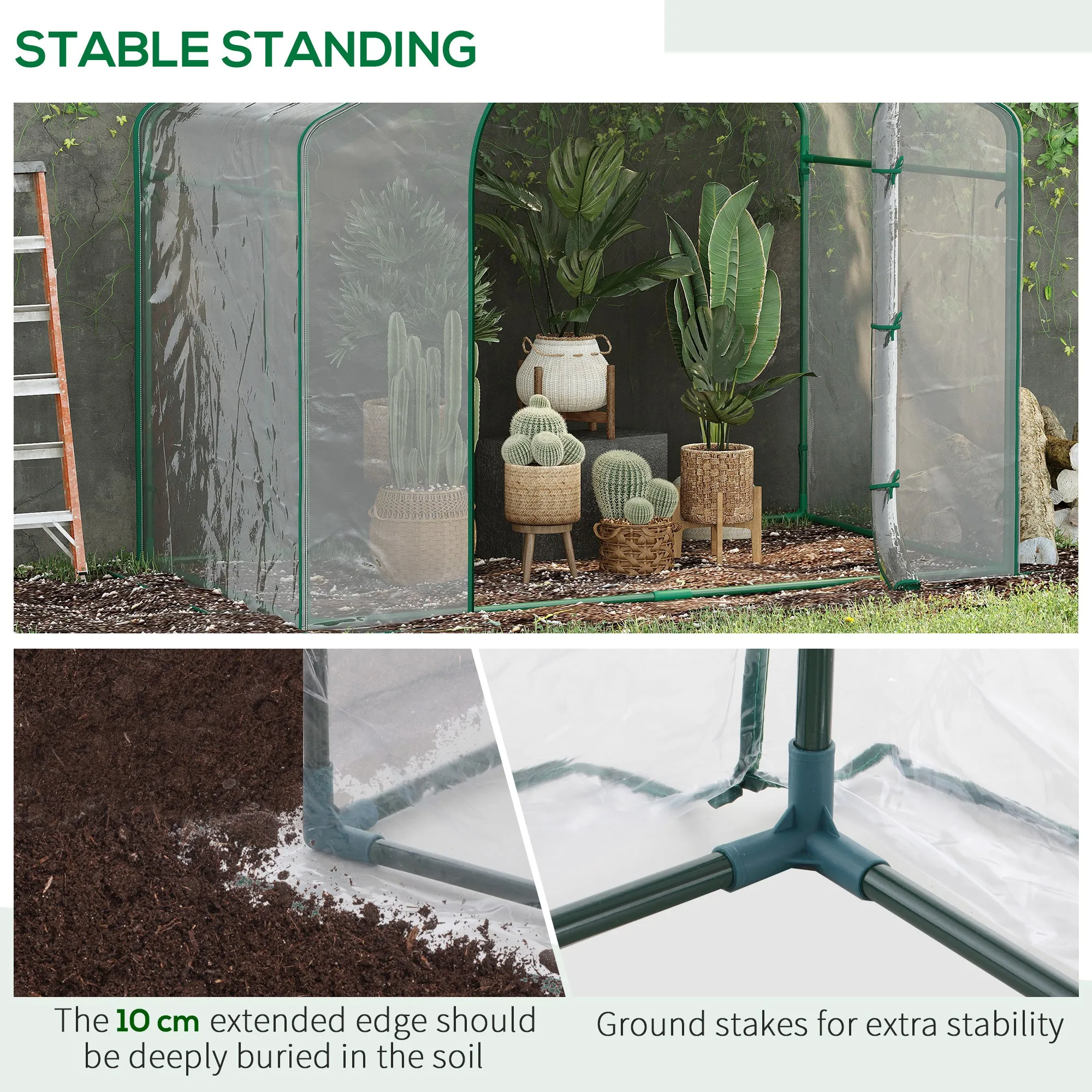 Outsunny Portable Walk-in PVC Greenhouse w/ Zipped Door for Flowers Plant