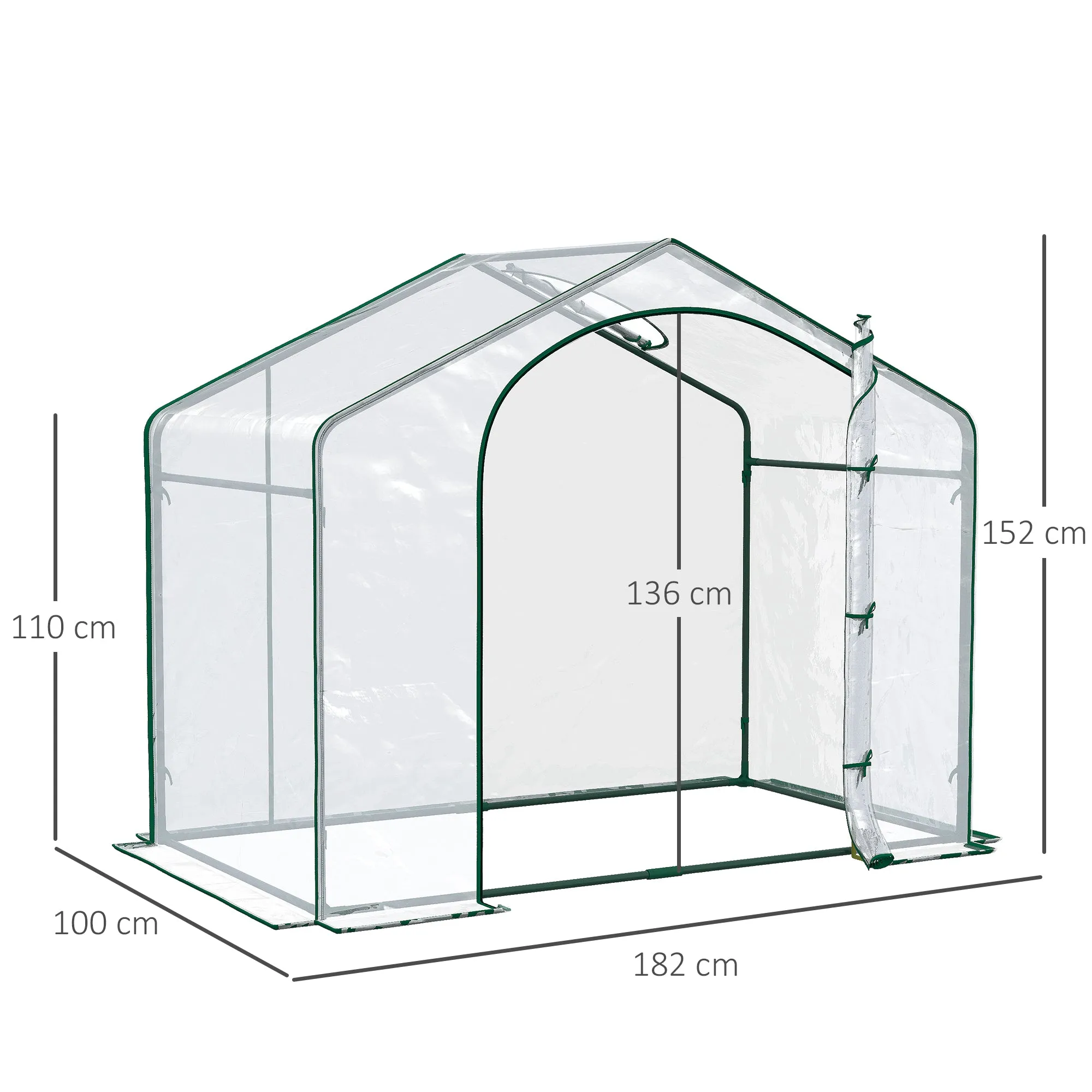 Outsunny Portable Walk-in PVC Greenhouse w/ Zipped Door for Flowers Plant