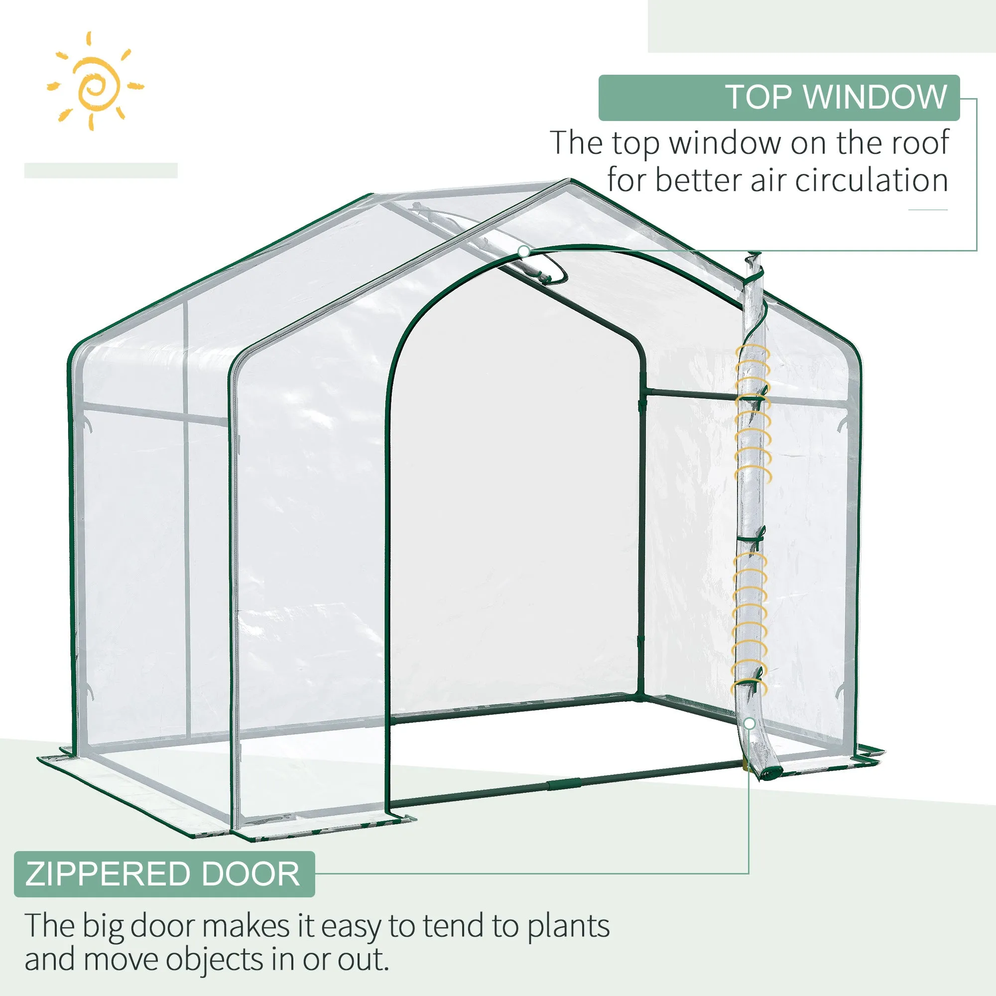 Outsunny Portable Walk-in PVC Greenhouse w/ Zipped Door for Flowers Plant