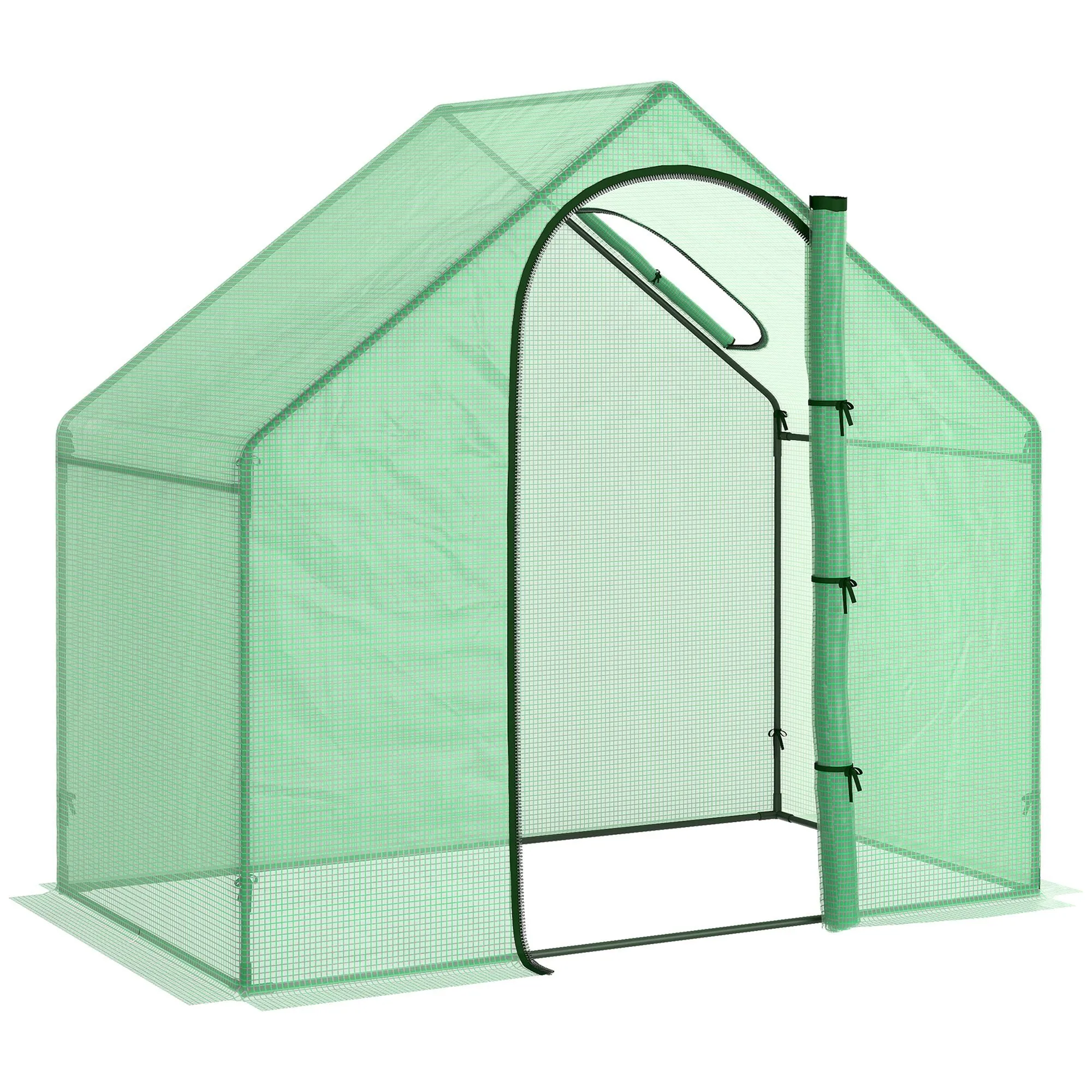 Outsunny Walk-In Portable Greenhouse Mini Grown House Steel Frame Window Green