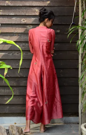 Pale Red Chanderi Jumpsuit