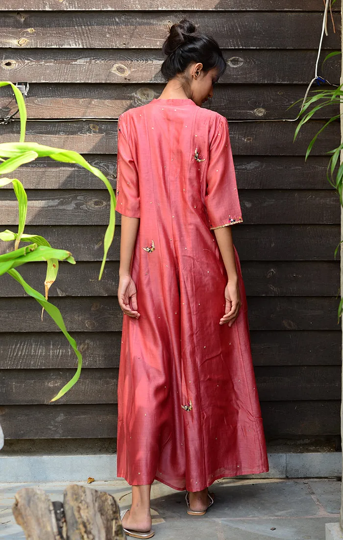 Pale Red Chanderi Jumpsuit