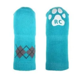 Pawks Anti-Slip Dog Socks - Aqua Argyle