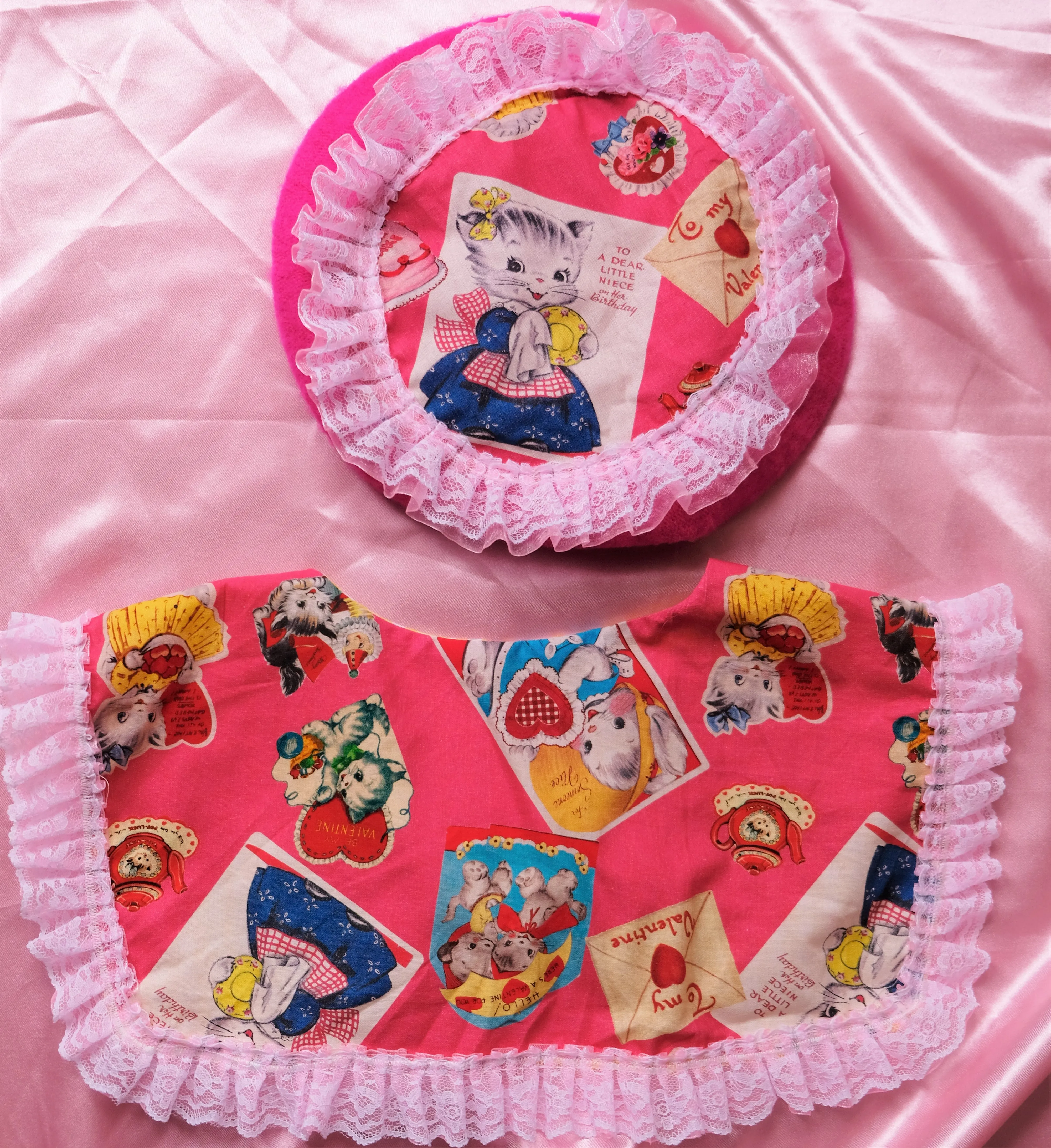 Pink Kitsch Kittens Sailor Collar