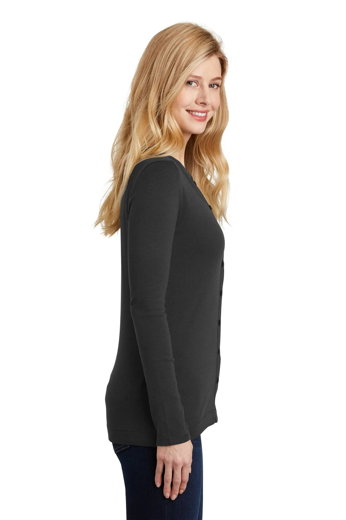 Port Authority Ladies Button-Front Cardigan, Black [ME Elecmetal]