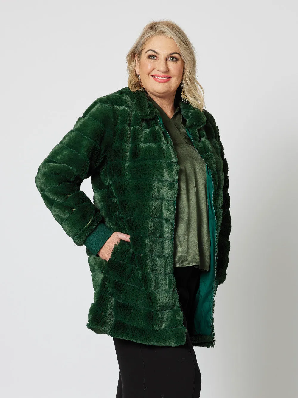 Princess Faux Fur Jacket - Moss