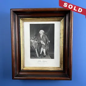 "John Adams" Engraved Portrait after Alonzo Chappel — c. 1862 — In an antique frame