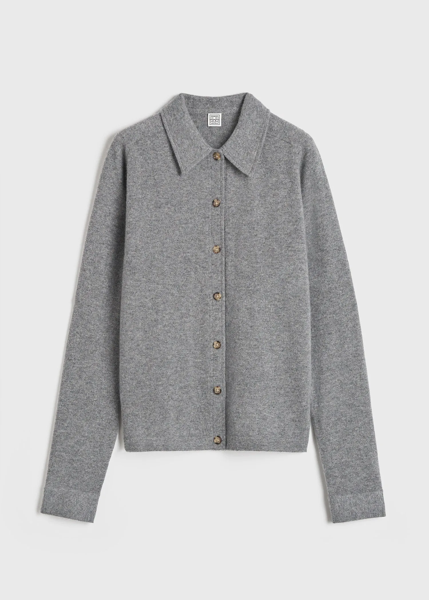 Raglan-sleeve cashmere cardigan grey melange