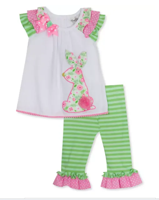 Rare Editions Toddler Girls 2-Pc. Ruffled Bunny Top and Leggings Set 2T/2