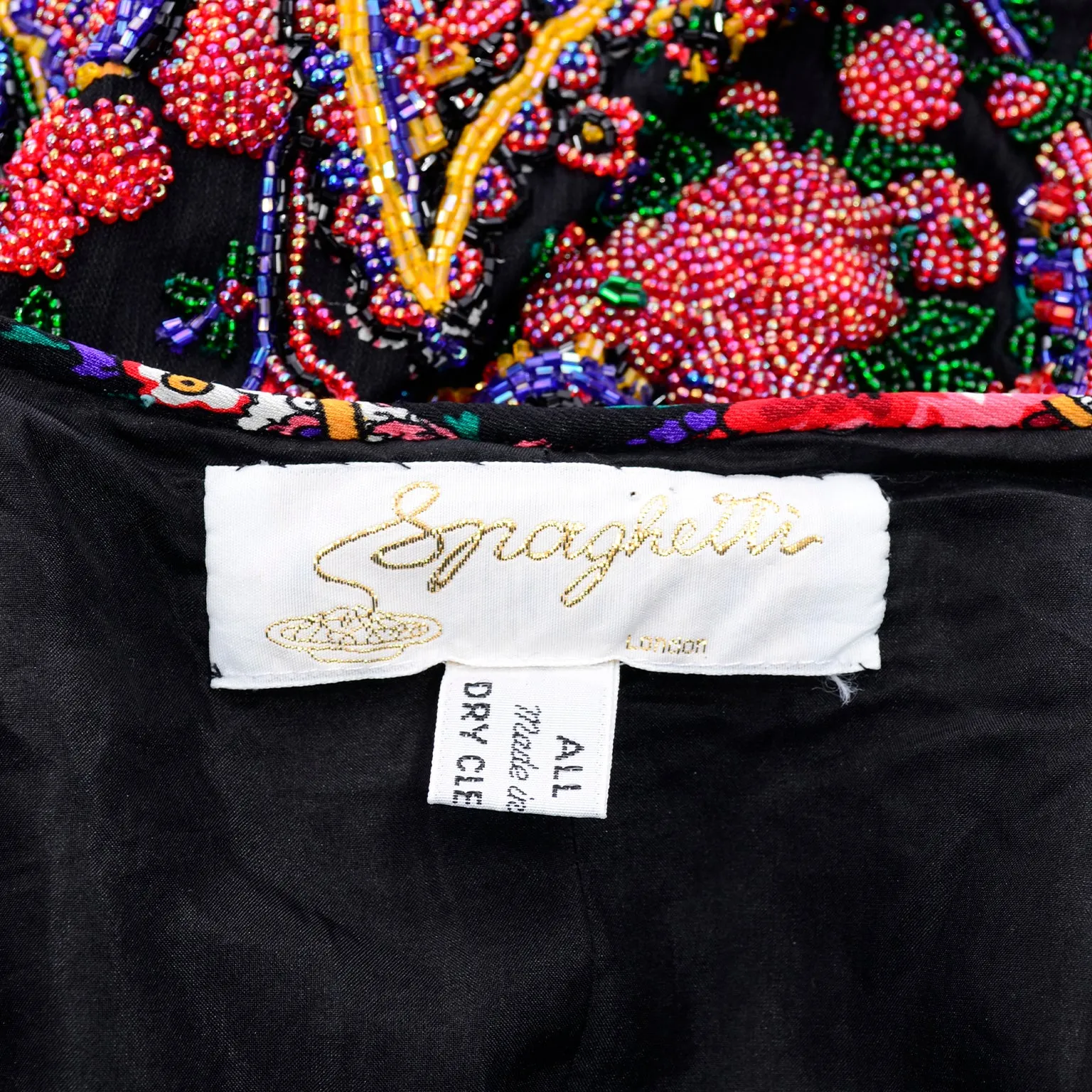 Rare Spaghetti of London Label Heavily Beaded Vintage Evening Jacket