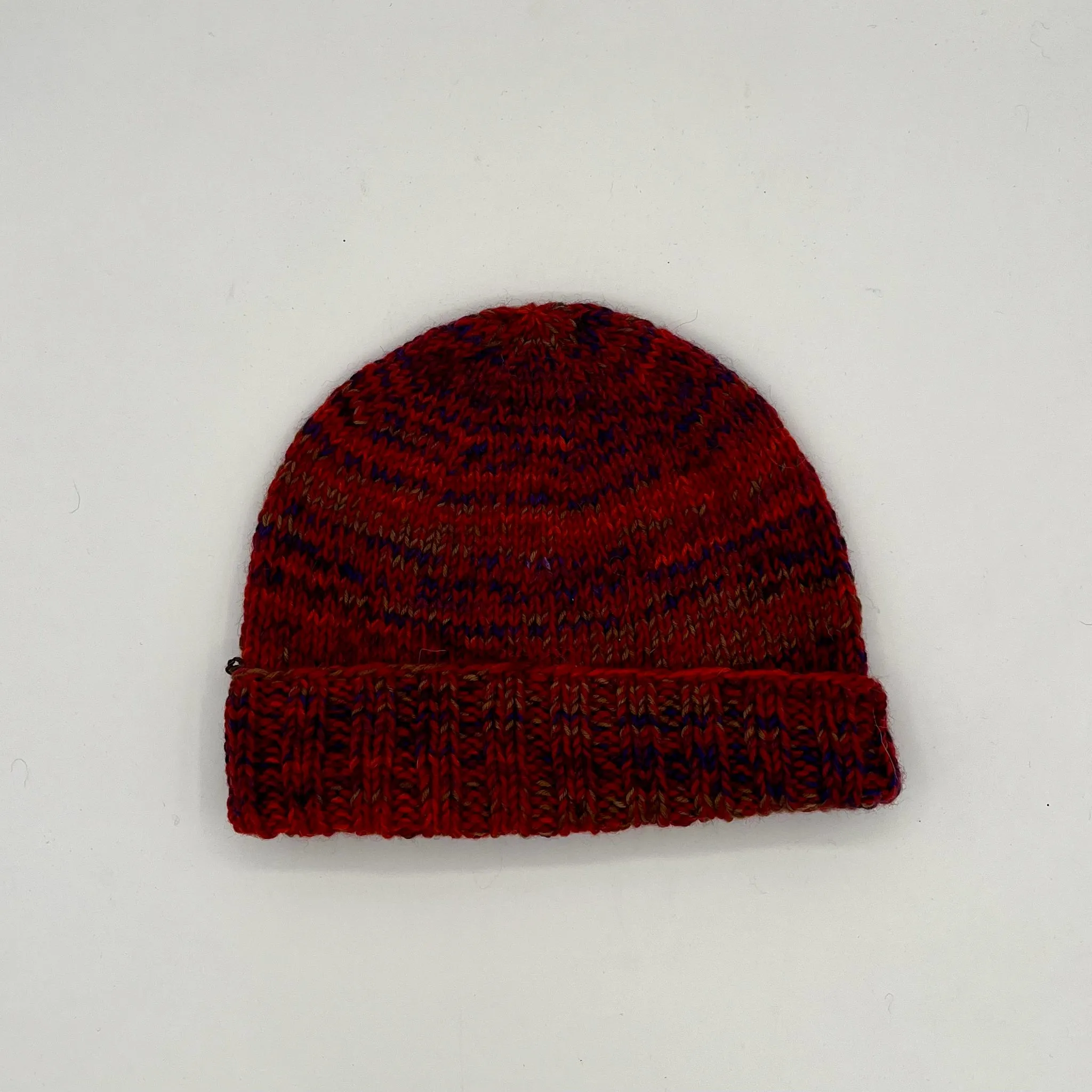 Red Multi Tweed Wool Knit Hat