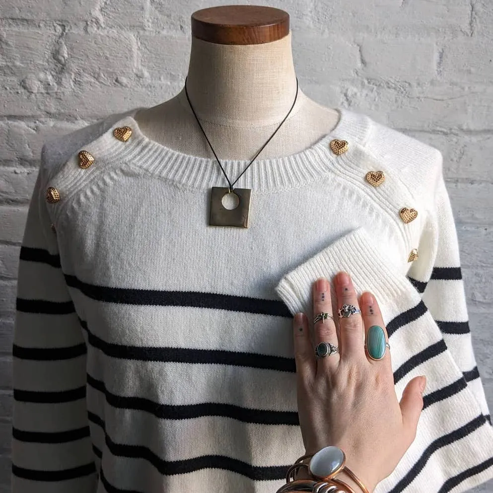 Retro Kawaii Striped Knit Sweater Parisian Granny Chic Light Academia Preppy Top