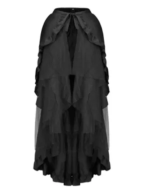 Retro Multi-layered Mesh and Ruffle Asymmetrical Cosplay Skirt Black