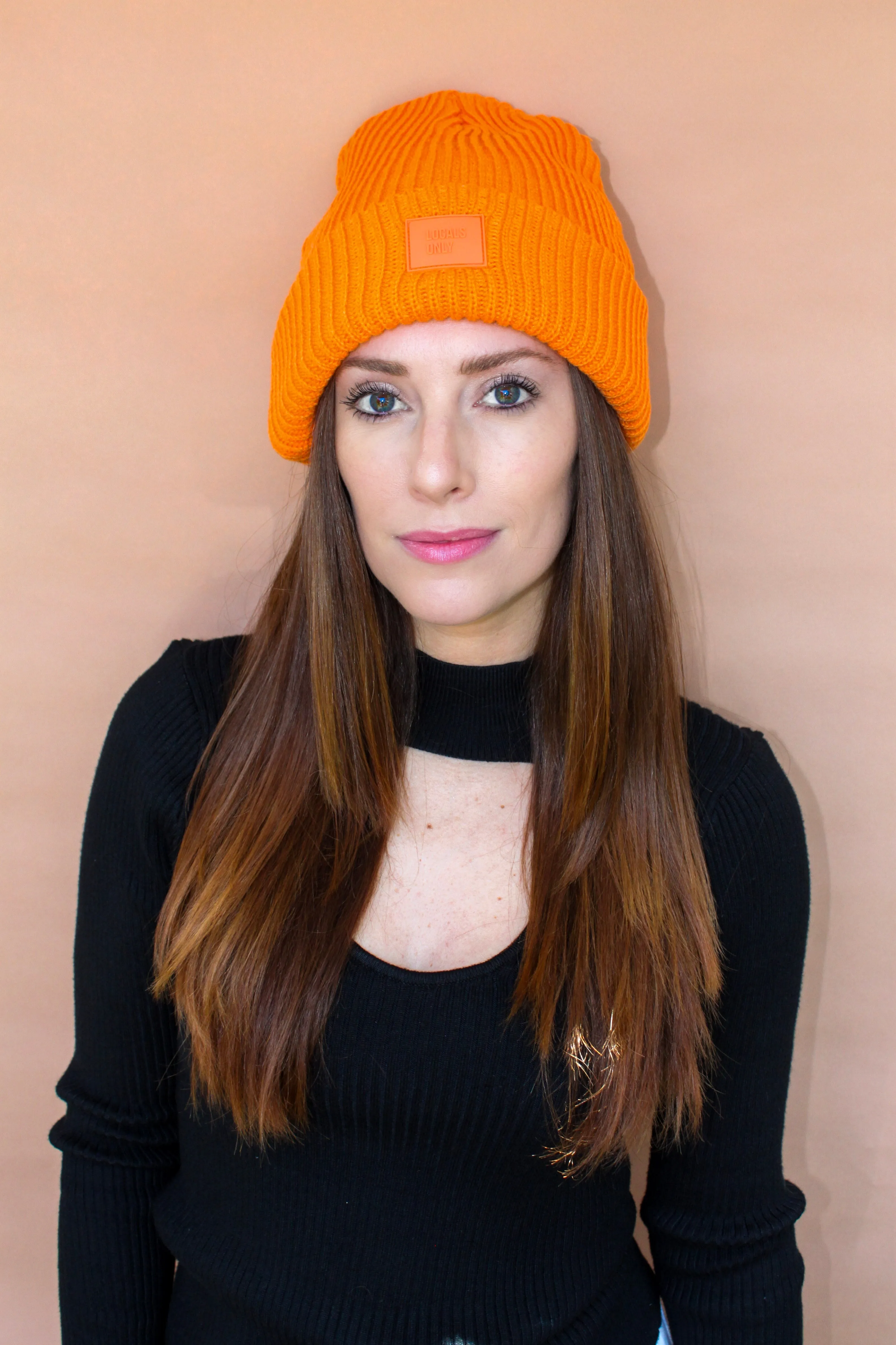 Ribbed Beanie Hat - Tangerine