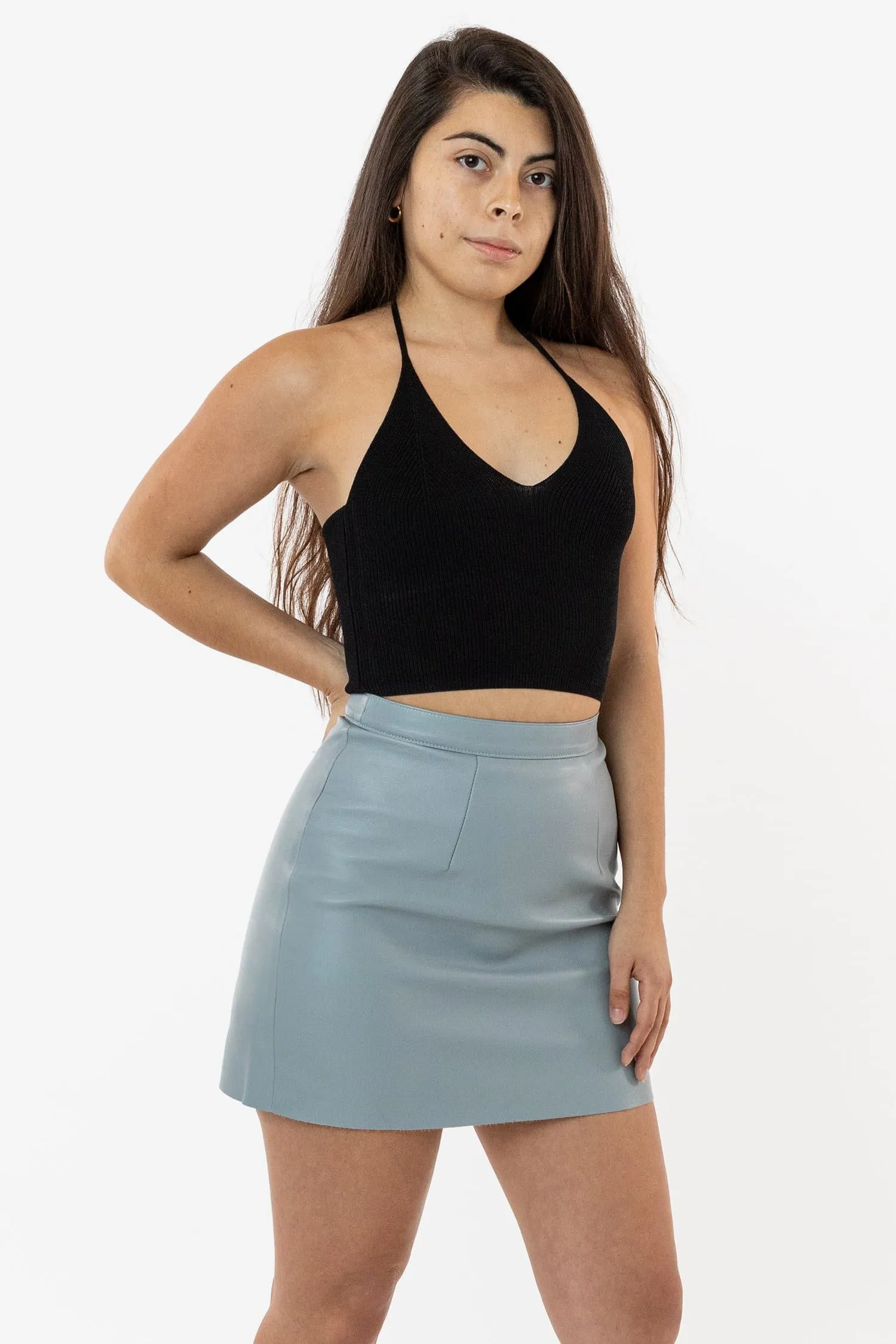 RLH3012 - Leather Mini Pencil Skirt