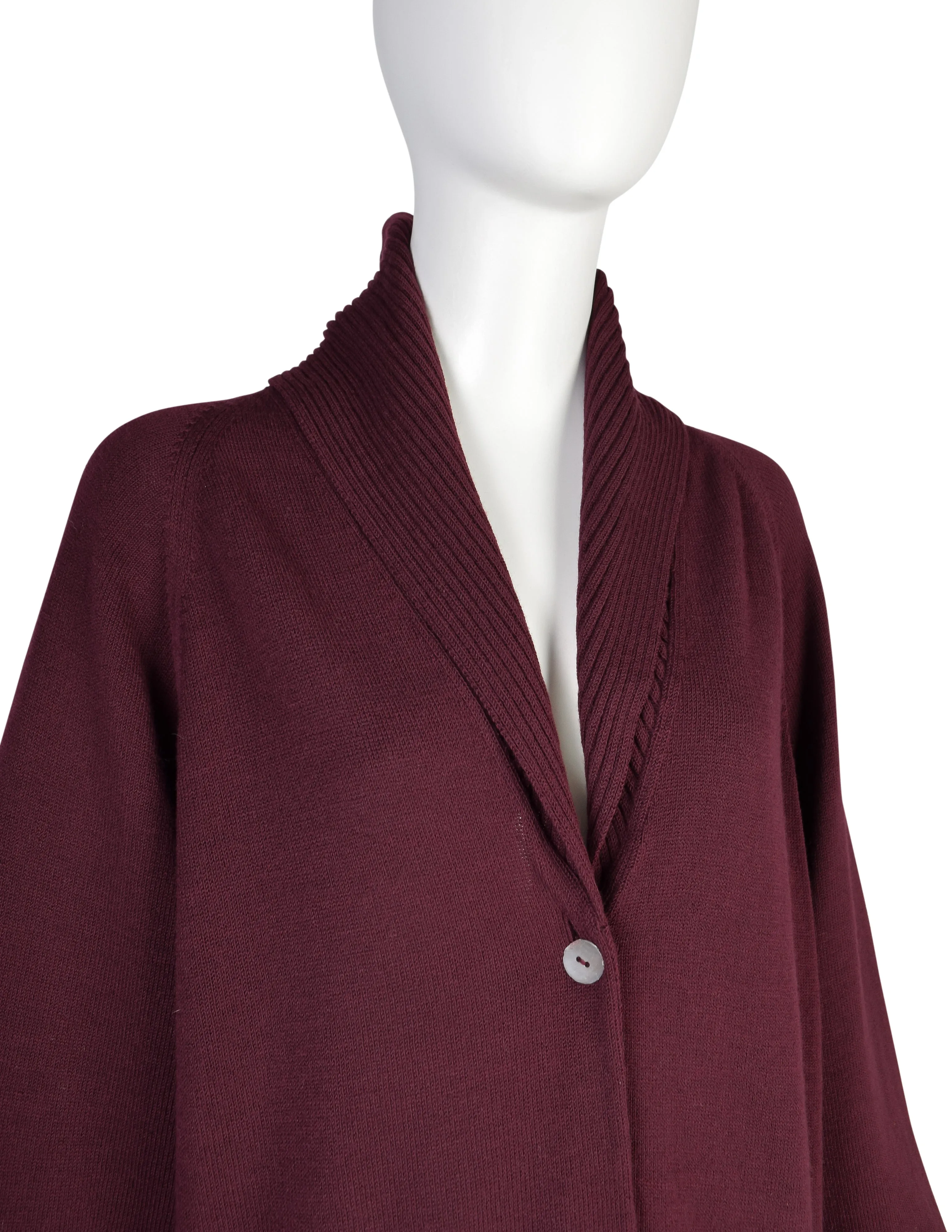 Romeo Gigli Vintage AW1989 Oversized Longline Maroon Knit Cardigan Sweater