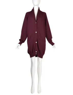 Romeo Gigli Vintage AW1989 Oversized Longline Maroon Knit Cardigan Sweater