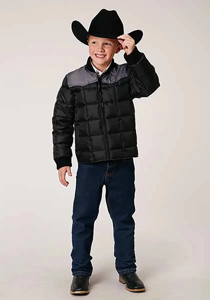 Roper Boy's Polyfill Puffer Coat (Black/Grey) - Children's Jacket