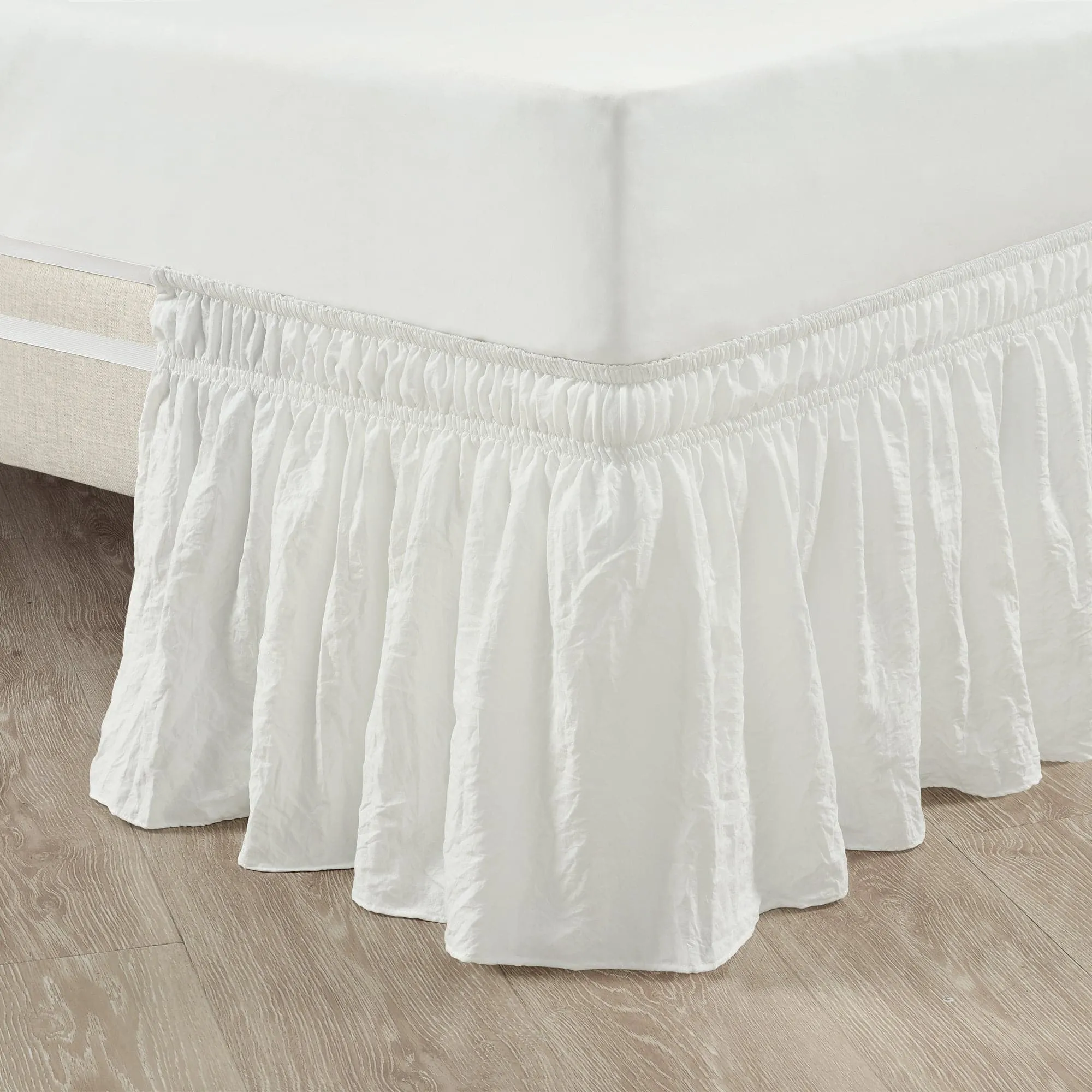 Ruched Ruffle Elastic Easy Wrap Around Bed Skirt