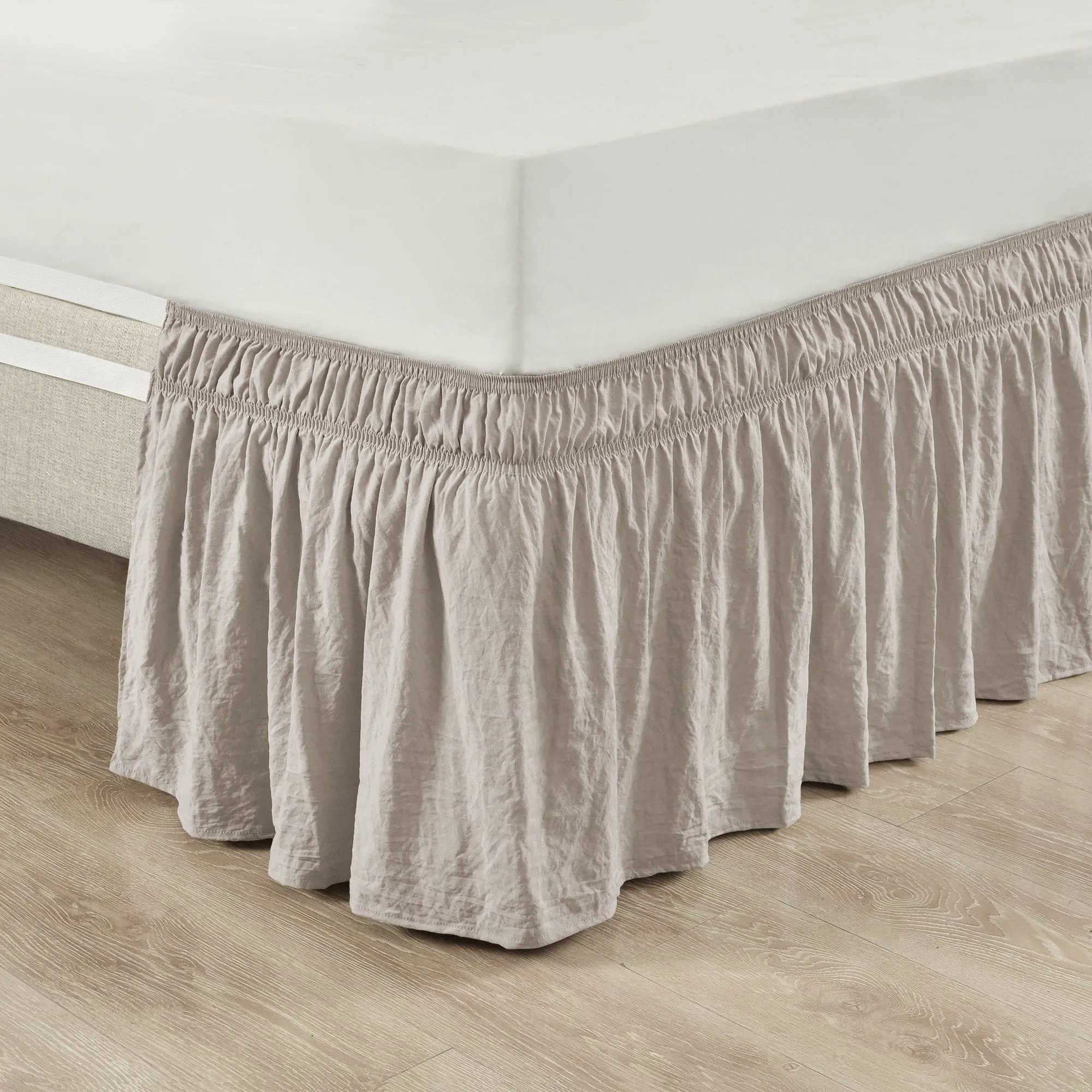 Ruched Ruffle Elastic Easy Wrap Around Bed Skirt