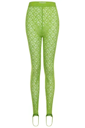 Sadie Lime Green Lace Stirrup Leggings- Made to Order