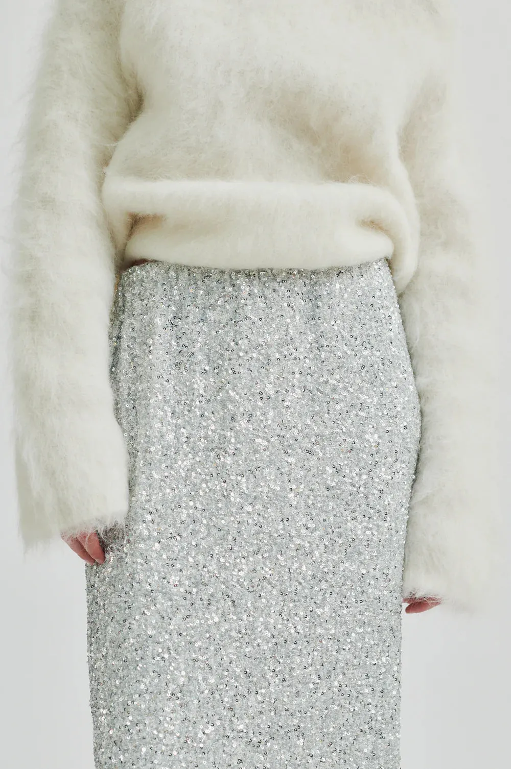 Second Female Shimma Silver Sequin Skirt