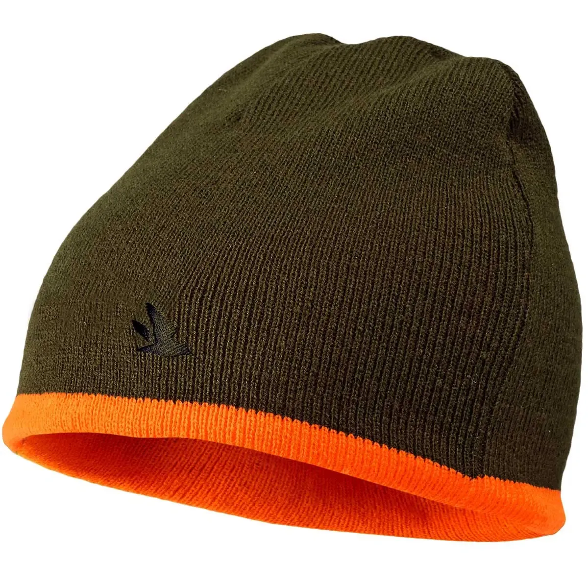 SEELAND Ian Reversible Beanie Hat - Hi-vis Orange / Pine Green