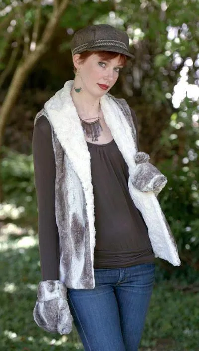 Shawl Collar Vest - Luxury Faux Fur in Birch with Assorted Faux Fur