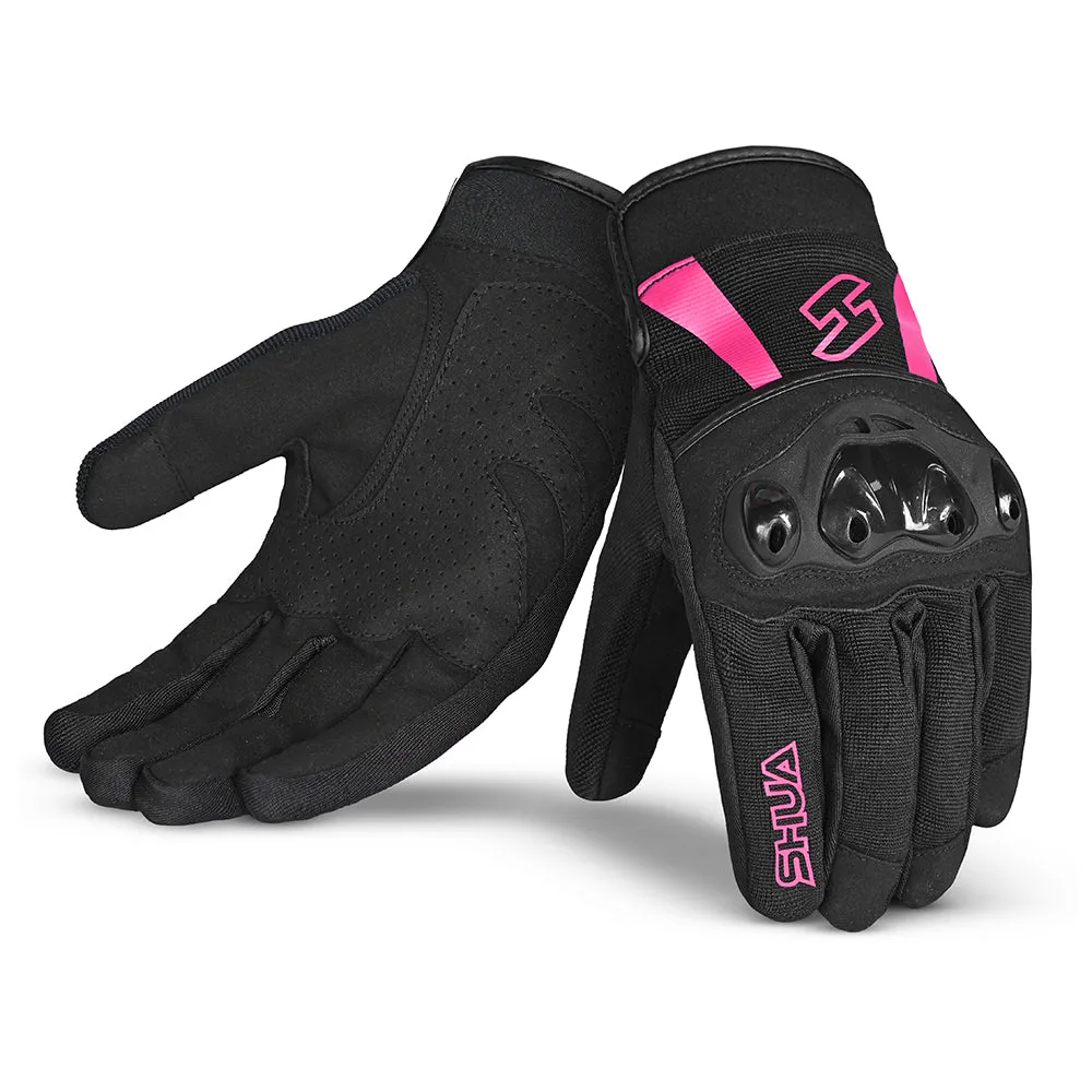 Shua Shot Lady Black Pink Motorcuycle Gloves